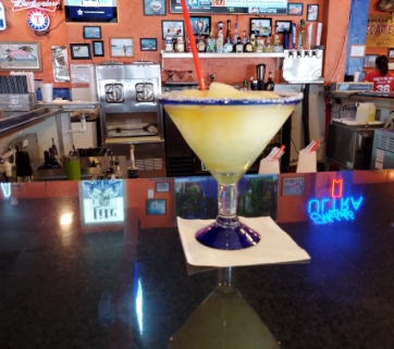 Margarita on the bar at the top Mexican restaurant in Grapevine TX